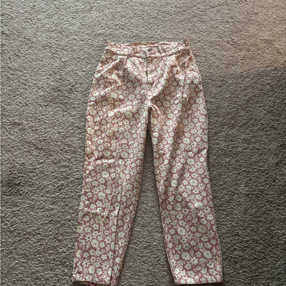 Lucy & Yak Floral Pink and White Pants